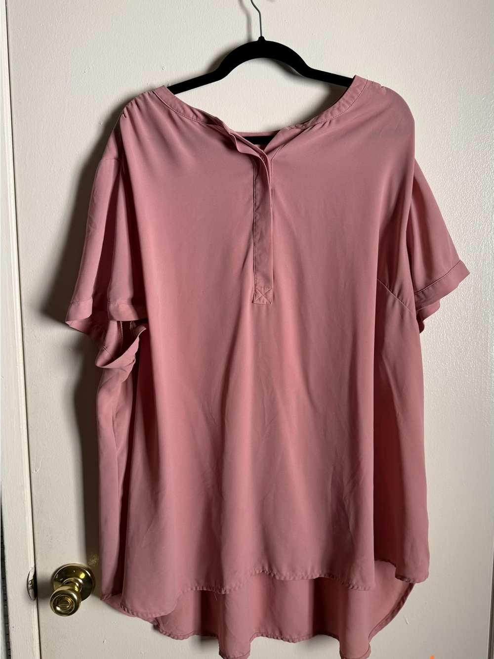 EVRI Blush Pink Short-Sleeve Relaxed Blouse
